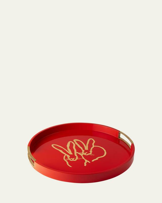 Bunny Lacquer Drink Tray with Brass Handles